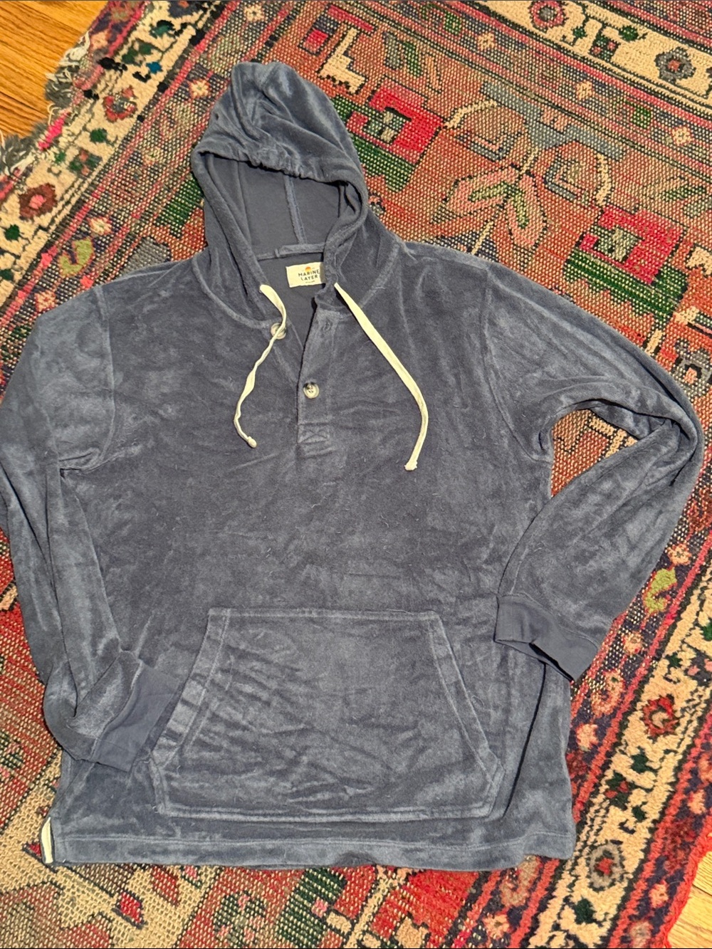 Marine Layer Terry Hooded Pullover - Slate Blue